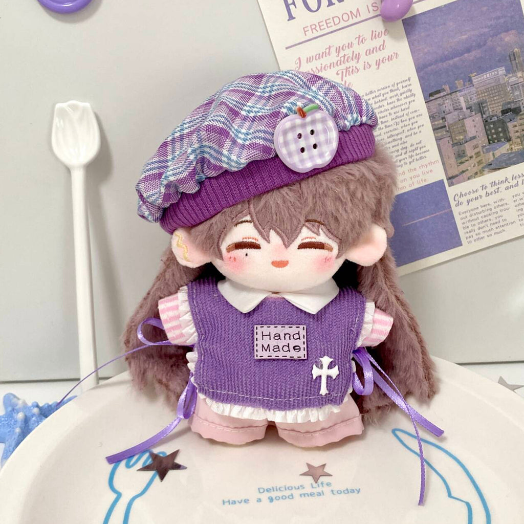 Purple artist outfit set styled on a 10cm plush