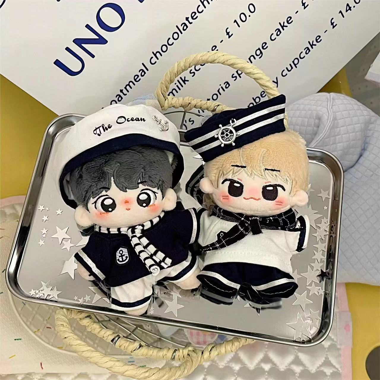 Two ocean adventure sailor outfit styles for 10cm plush