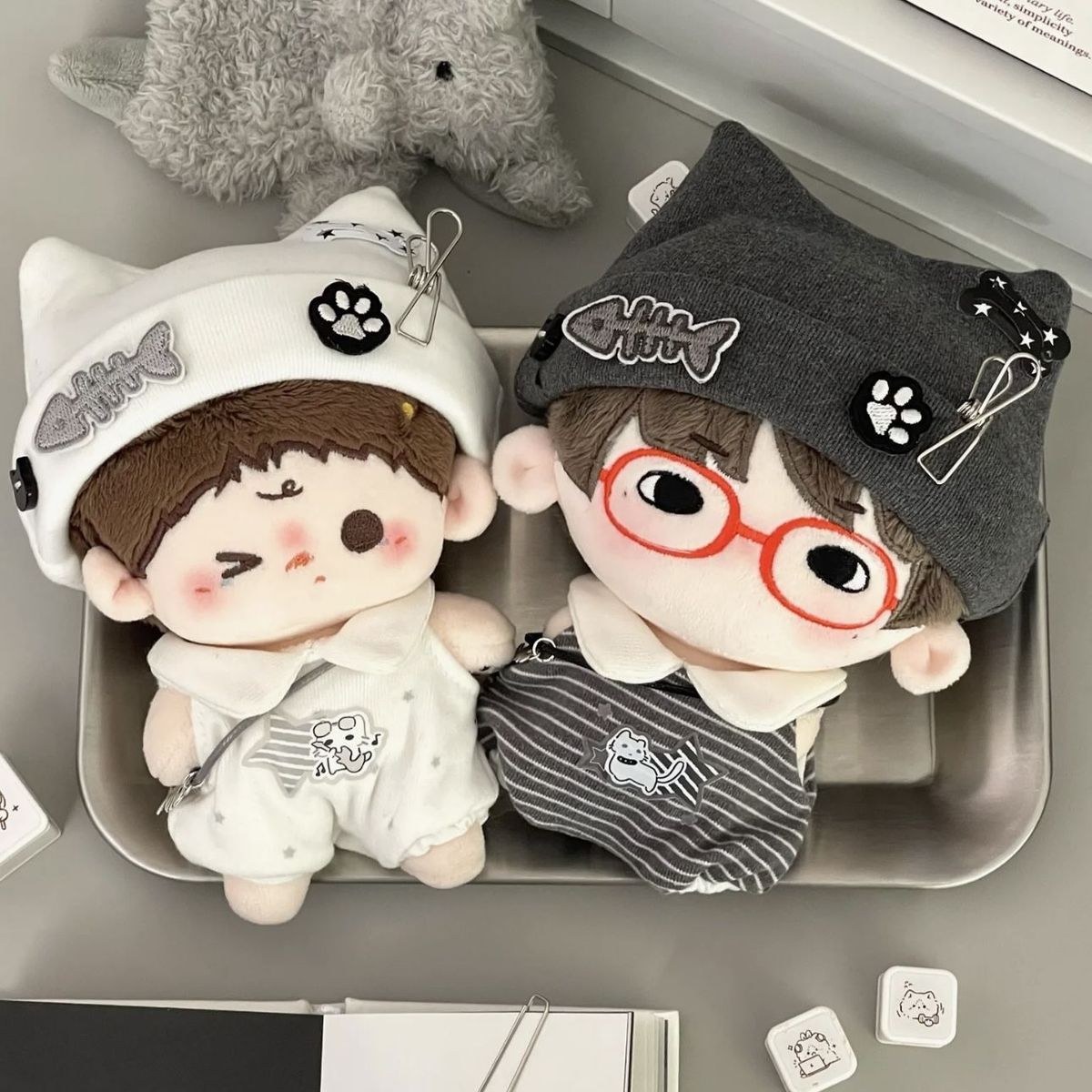 Black & White Punk Cat Set–10cm Doll Outfit