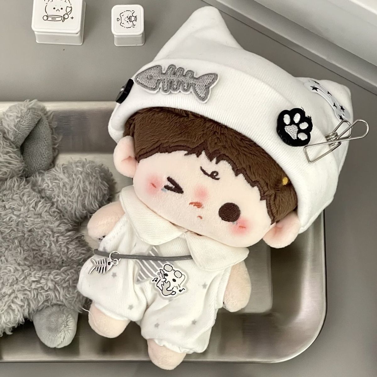 Black & White Punk Cat Set–10cm Doll Outfit