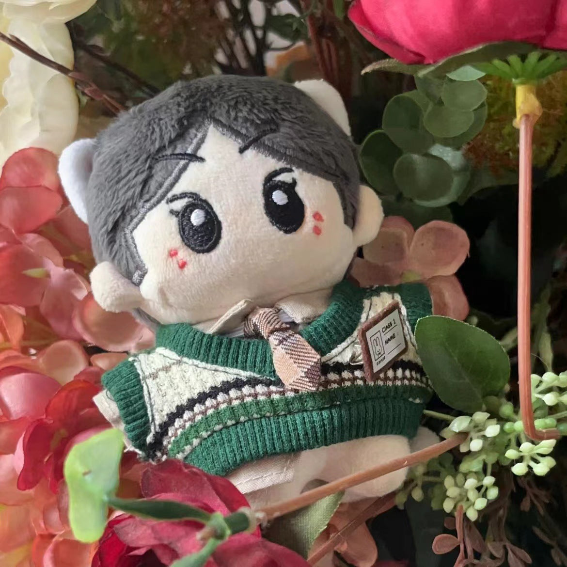 Forest green classic campus four-piece outfit for 10cm plush