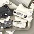 Black & White Punk Cat Set–10cm Doll Outfit