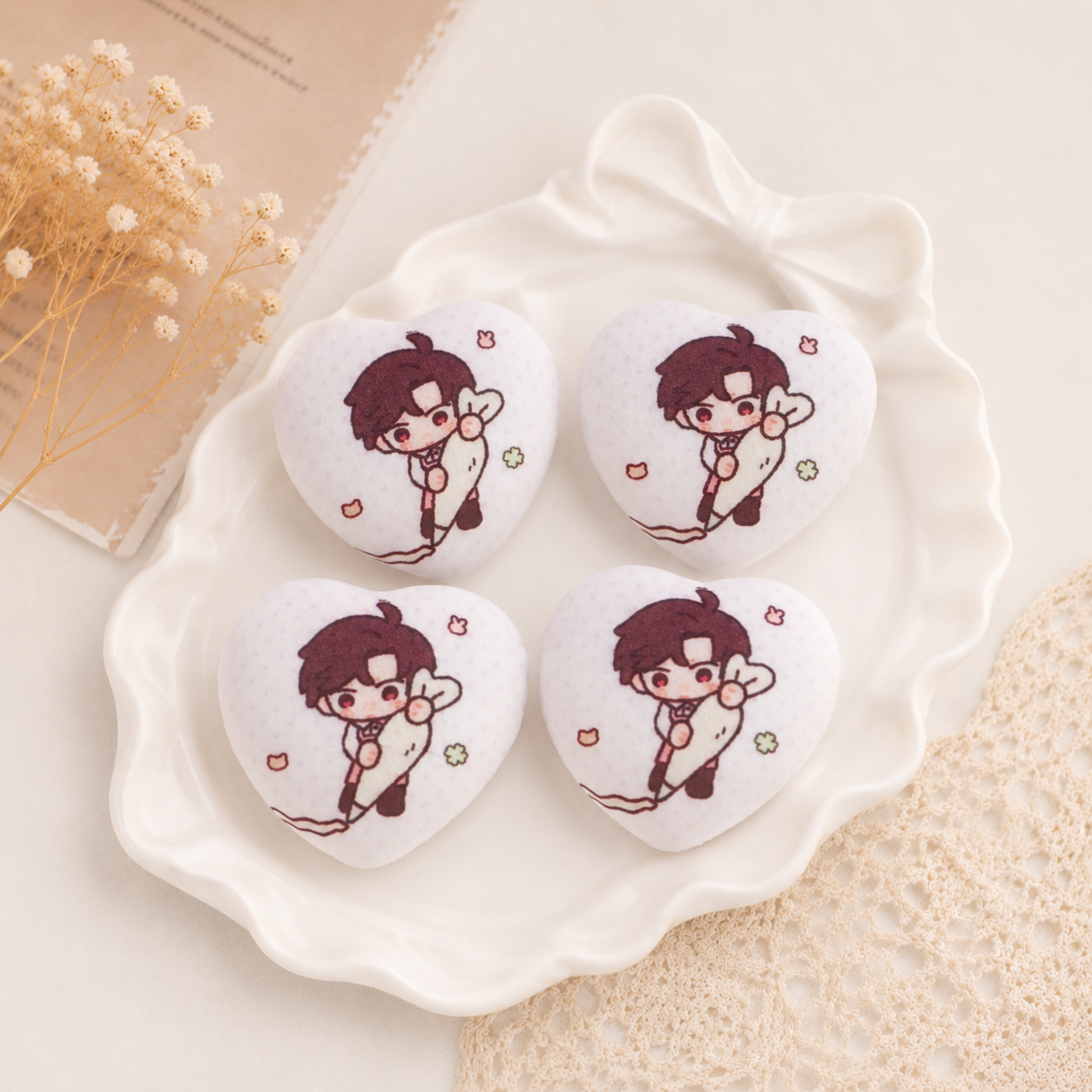 Custom Heart Shape Plush Pins