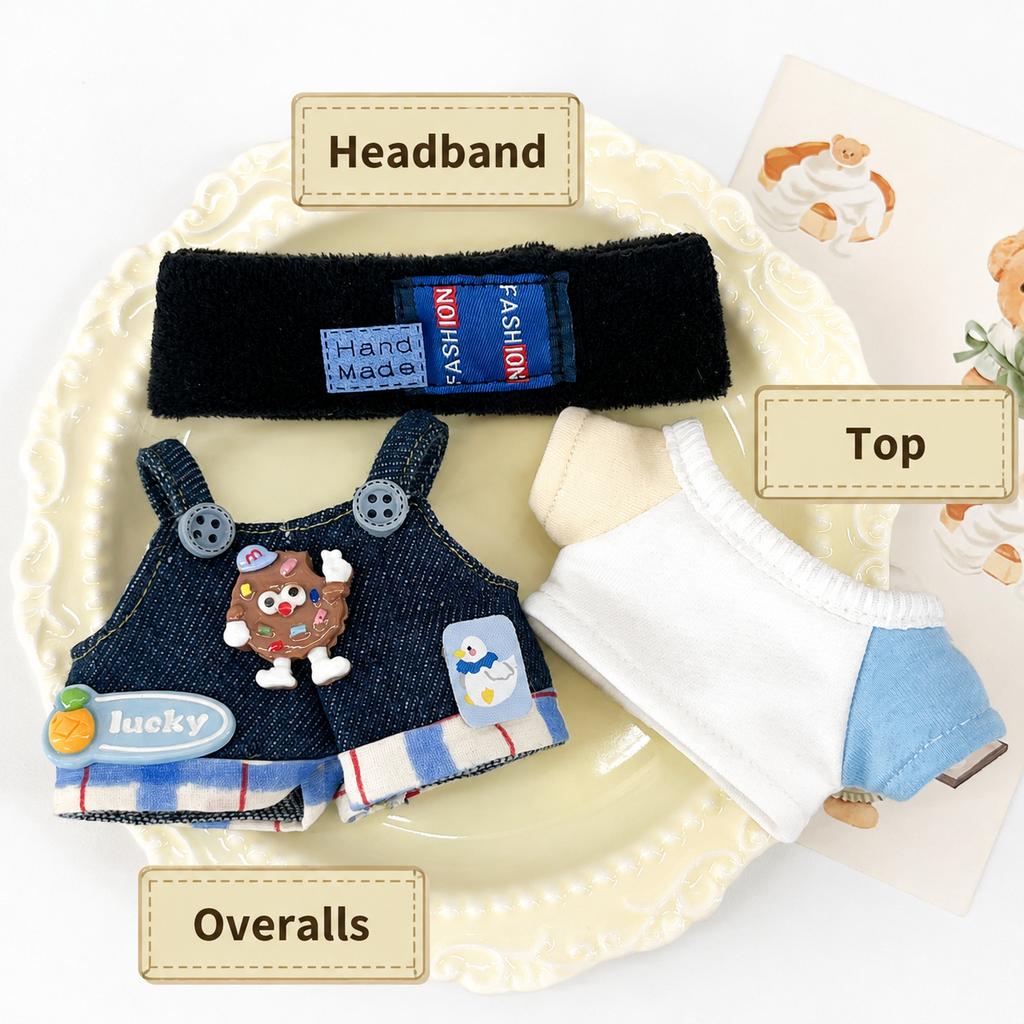Denim Patchwork Overall Set-10cm Set