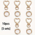 10pcs Heart-Shaped Metal Keychain - Durable Open