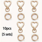 10pcs Heart-Shaped Metal Keychain - Durable Open