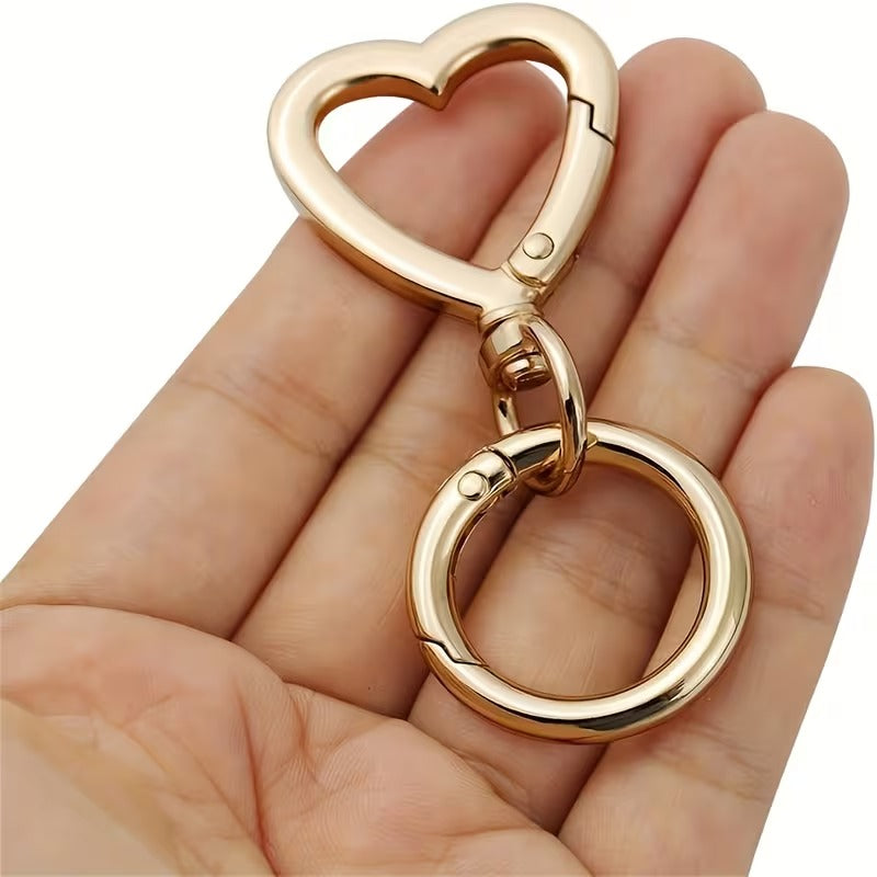 10pcs Heart-Shaped Metal Keychain - Durable Open