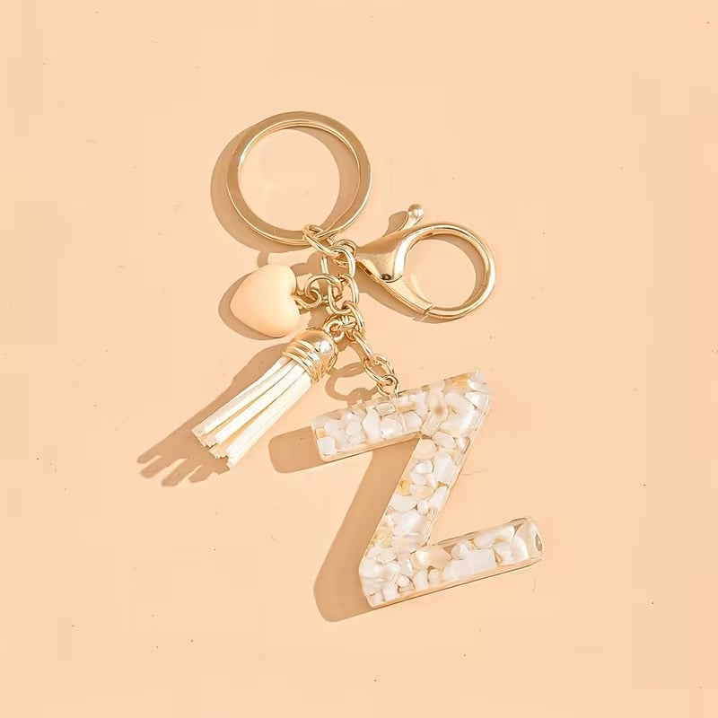 1pc Heart Tassel Letter Keychain