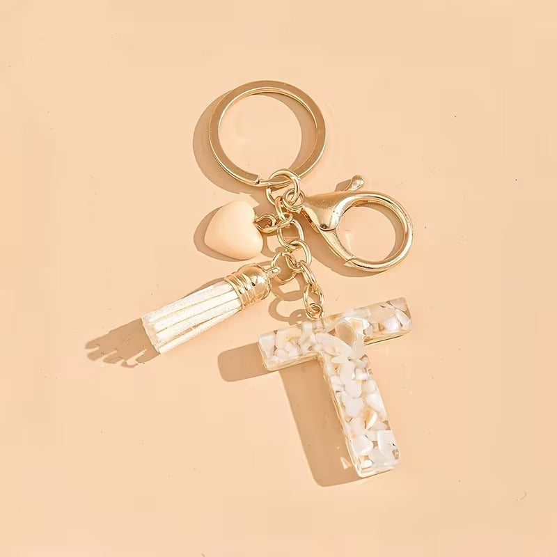 1pc Heart Tassel Letter Keychain