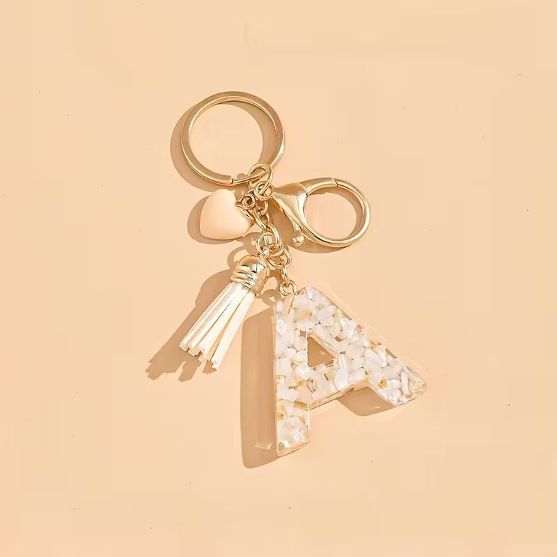 1pc Heart Tassel Letter Keychain