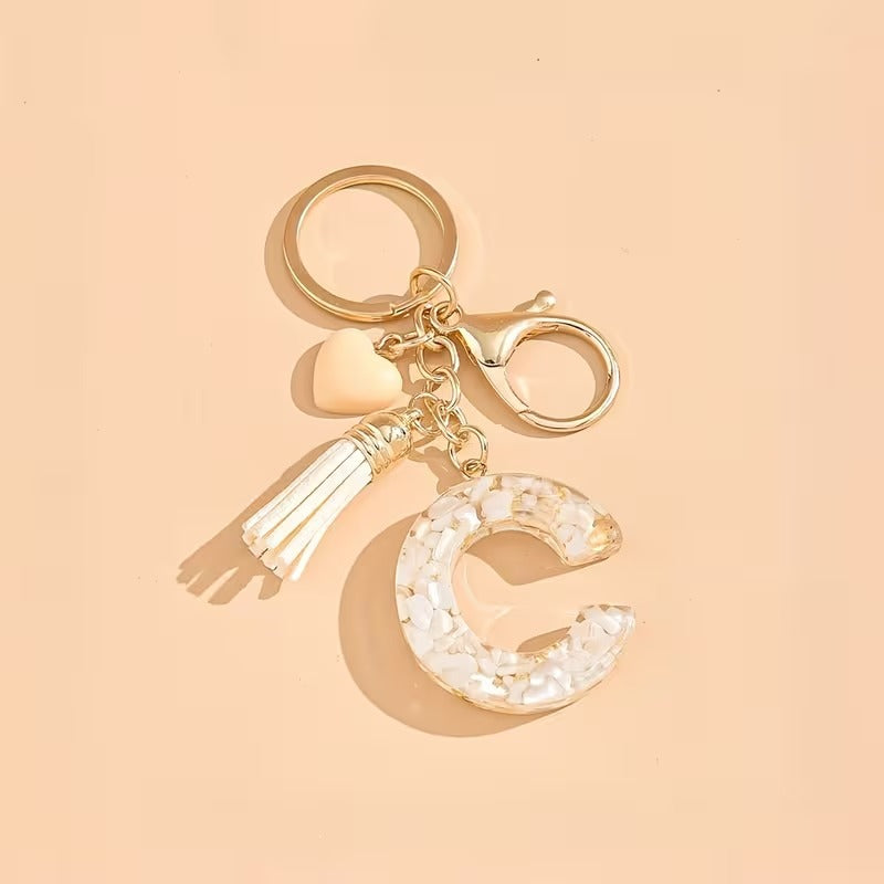 1pc Heart Tassel Letter Keychain