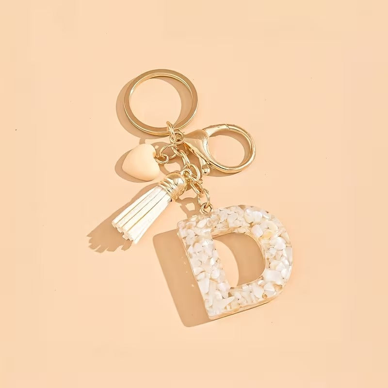 1pc Heart Tassel Letter Keychain
