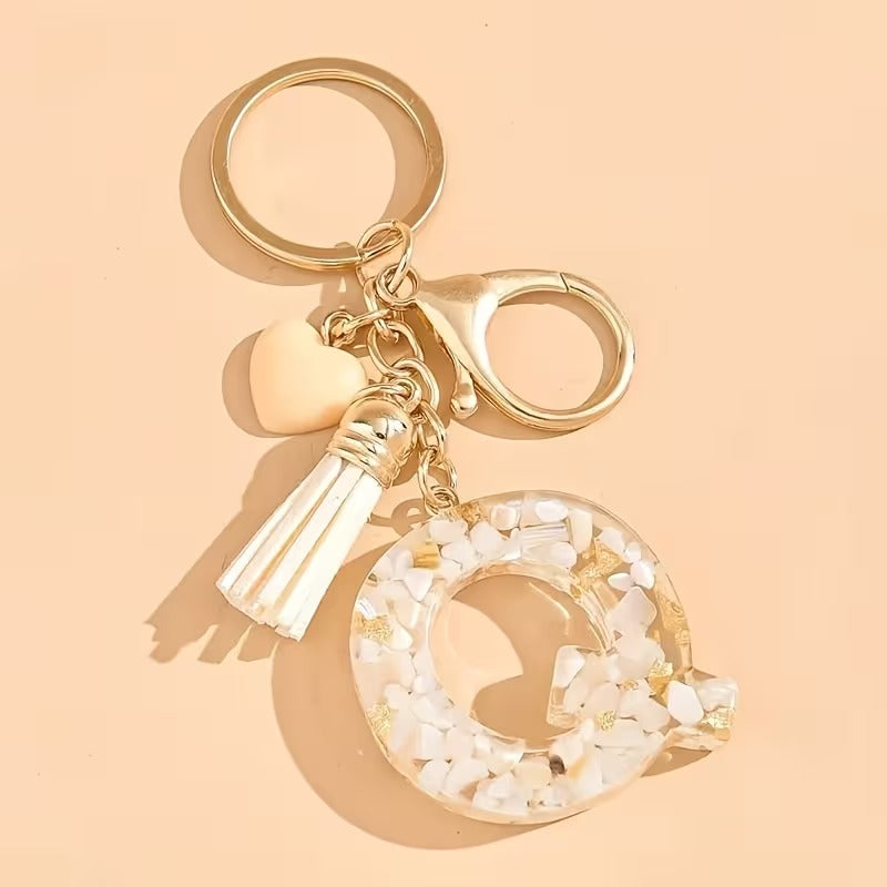 1pc Heart Tassel Letter Keychain