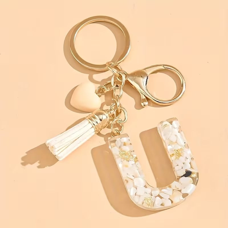 1pc Heart Tassel Letter Keychain