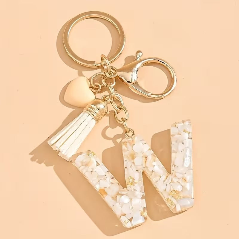 1pc Heart Tassel Letter Keychain