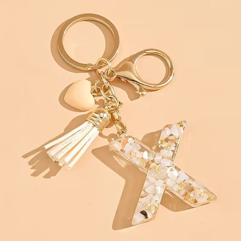 1pc Heart Tassel Letter Keychain