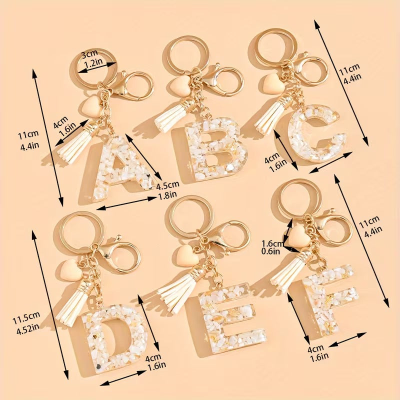 1pc Heart Tassel Letter Keychain