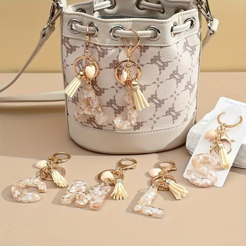 1pc Heart Tassel Letter Keychain