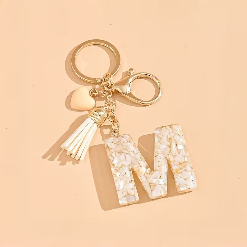 1pc Heart Tassel Letter Keychain