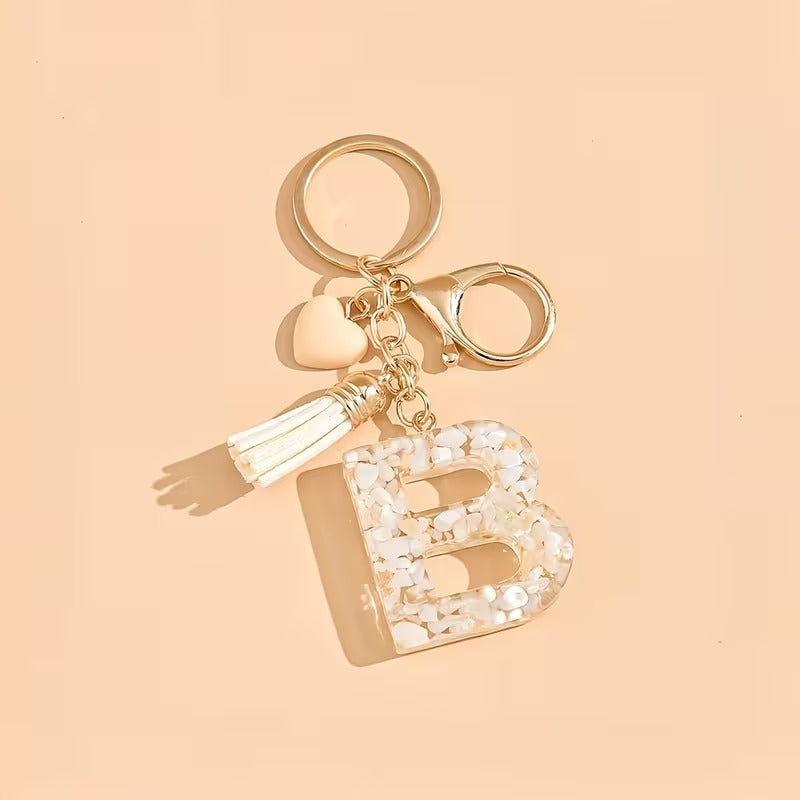 1pc Heart Tassel Letter Keychain