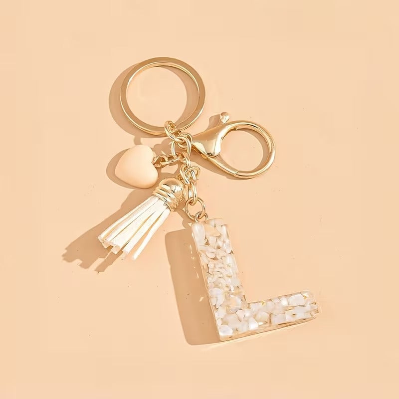1pc Heart Tassel Letter Keychain