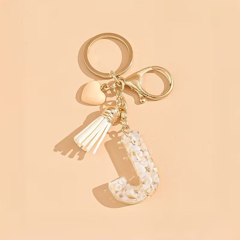 1pc Heart Tassel Letter Keychain