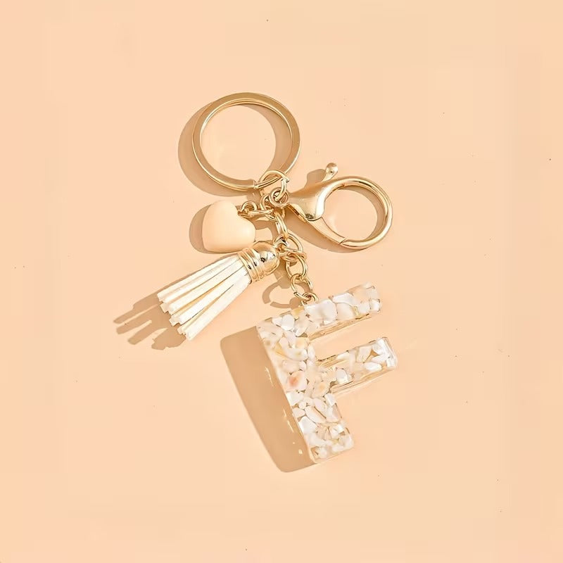 1pc Heart Tassel Letter Keychain