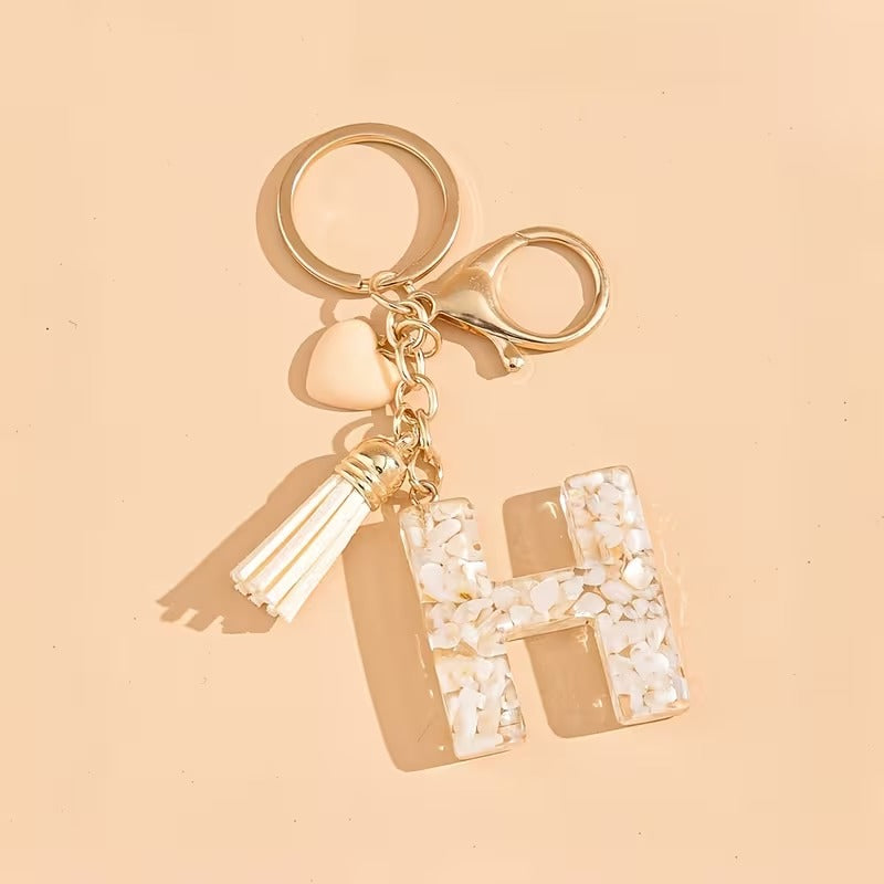 1pc Heart Tassel Letter Keychain