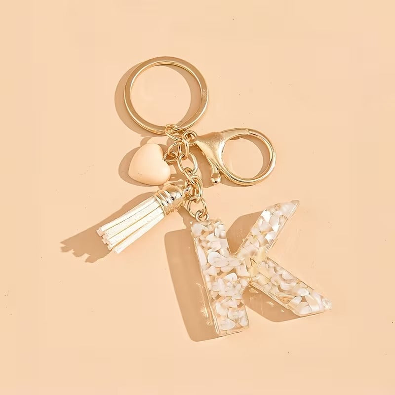 1pc Heart Tassel Letter Keychain