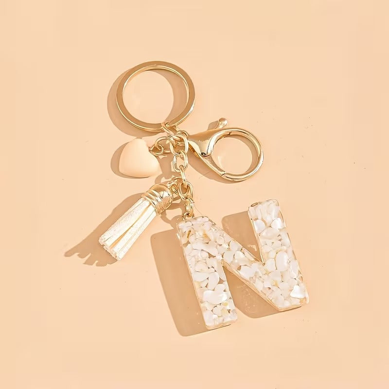 1pc Heart Tassel Letter Keychain