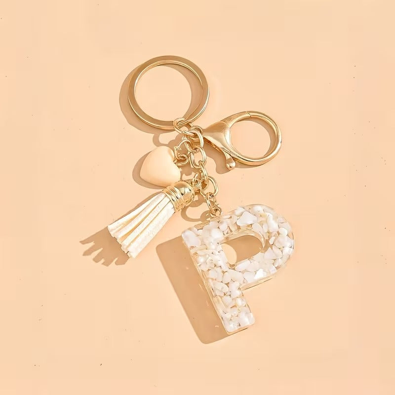 1pc Heart Tassel Letter Keychain