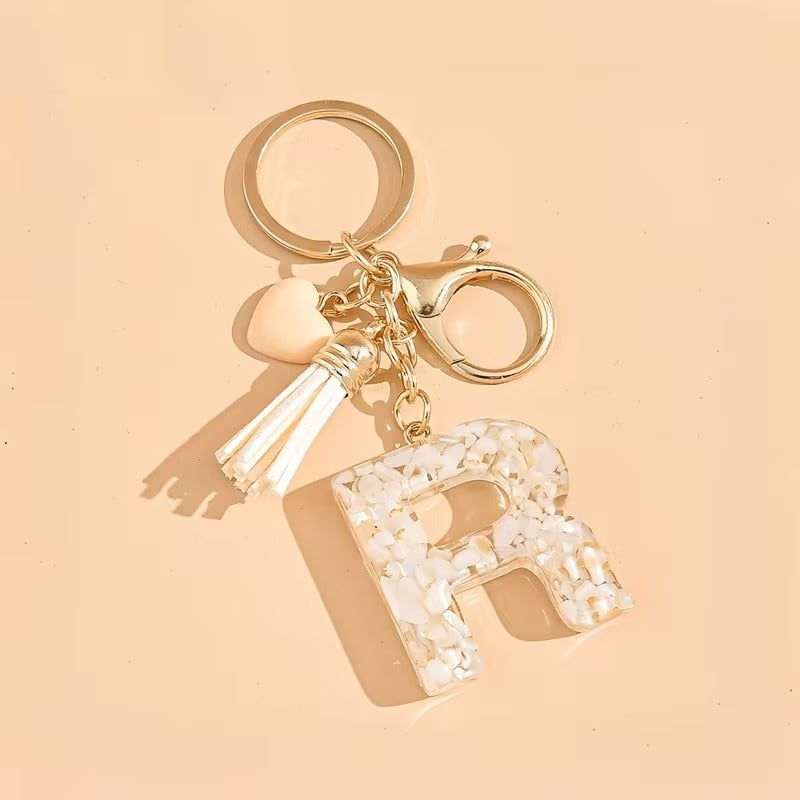 1pc Heart Tassel Letter Keychain