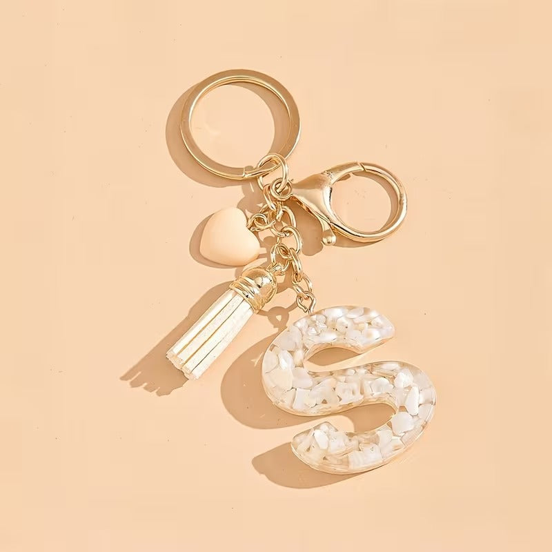 1pc Heart Tassel Letter Keychain