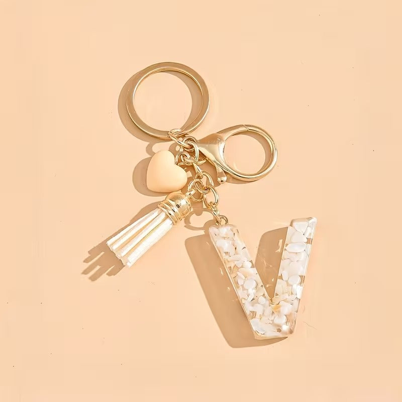 1pc Heart Tassel Letter Keychain