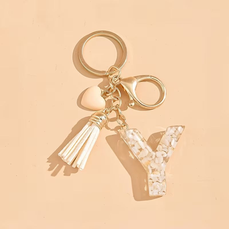 1pc Heart Tassel Letter Keychain