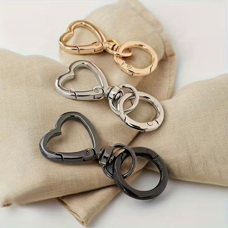 10pcs Heart-Shaped Metal Keychain - Durable Open