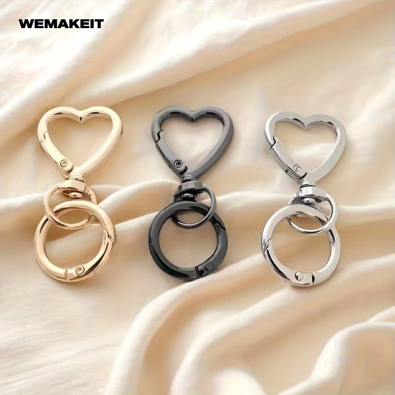 10pcs Heart-Shaped Metal Keychain - Durable Open
