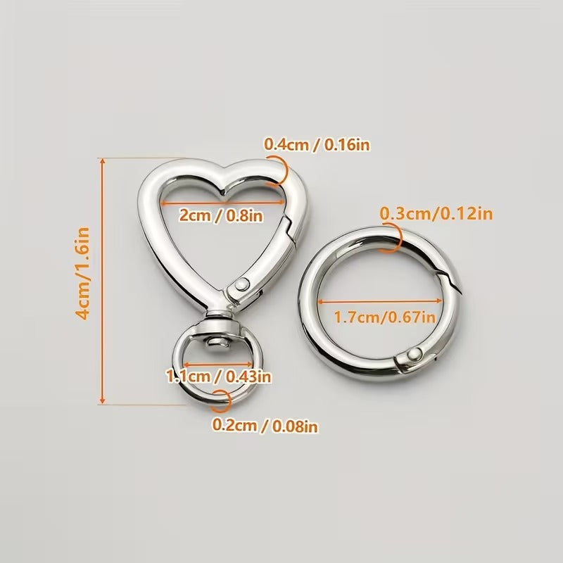 10pcs Heart-Shaped Metal Keychain - Durable Open