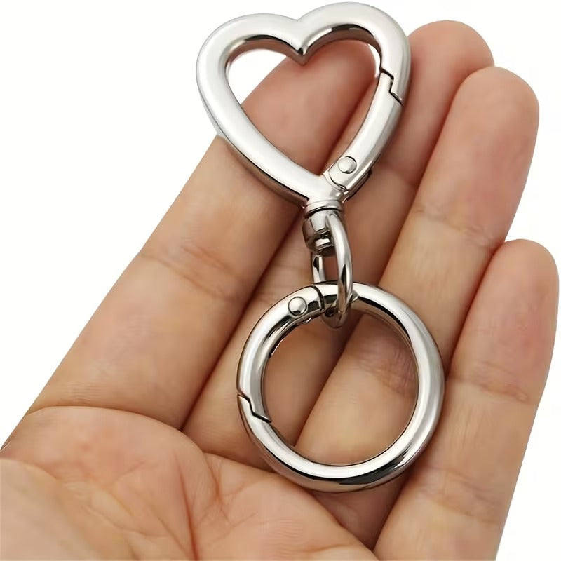 10pcs Heart-Shaped Metal Keychain - Durable Open