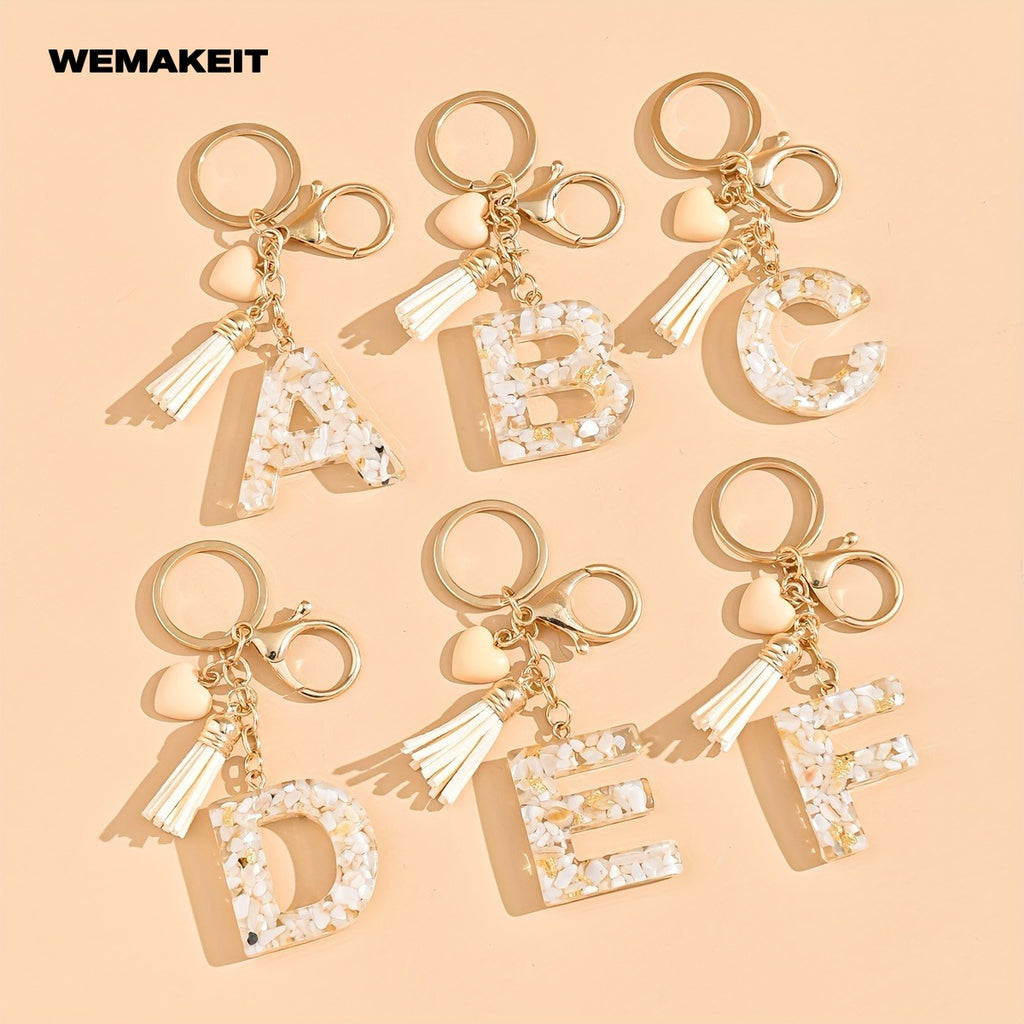 1pc Heart Tassel Letter Keychain