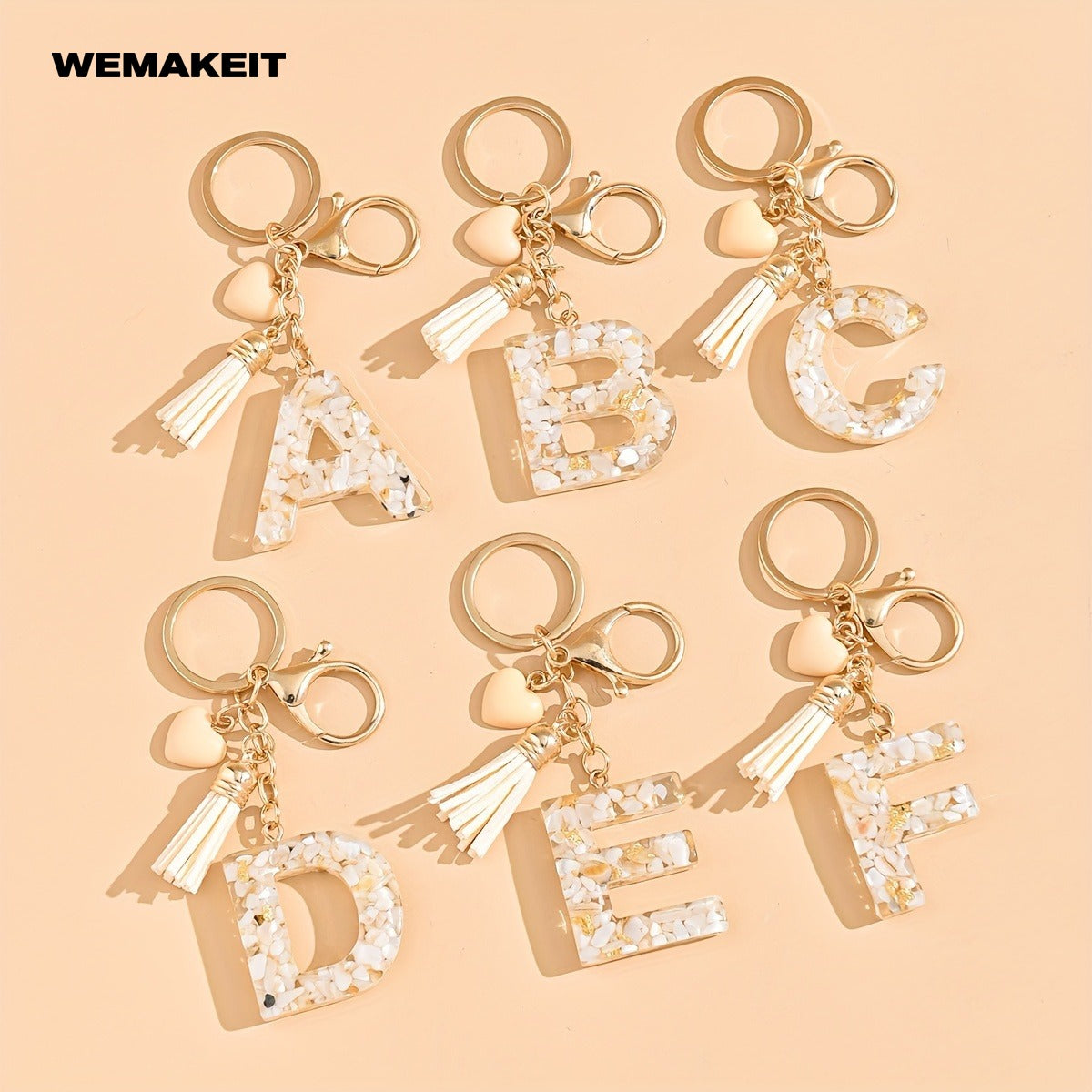 1pc Heart Tassel Letter Keychain
